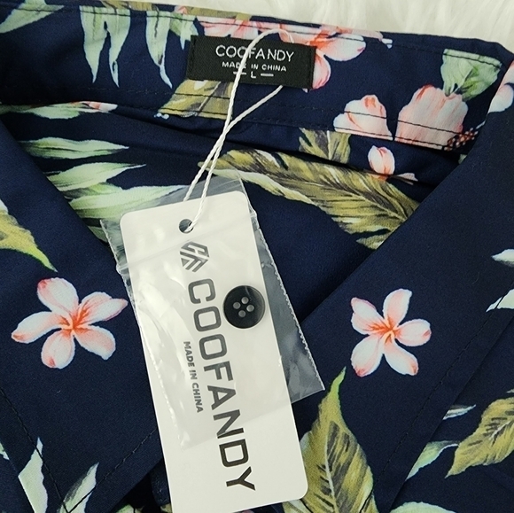 COOFANDY Men's Floral Hawaiian Shirt Short Sleeve Casual Button Down Tro… - Picture 8 of 8